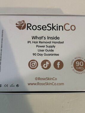 Rose Skin Co IPL Hair Removal Handset & Adapter TESTED WORKS w/ User Guide & Box